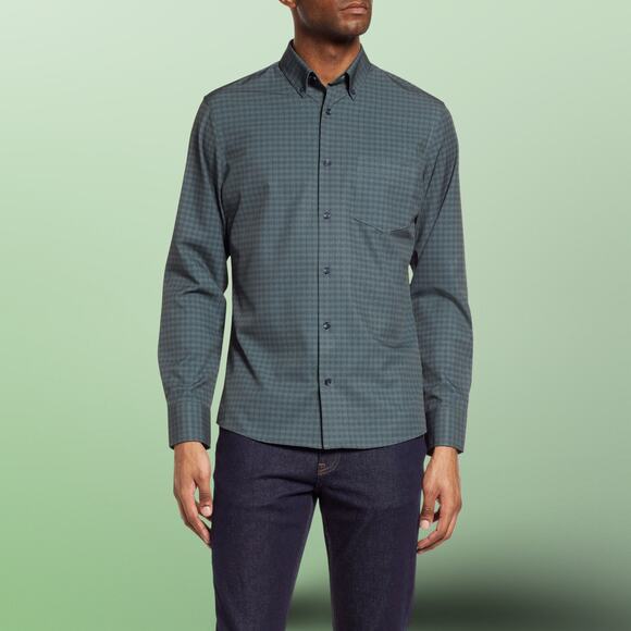 Nordstrom Tech-Smart Trim Fit Check Stretch Button-Down - Picture 1 of 6